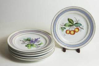 Appraisal: China Set of Dessert Plates Diameter Hand Painted Fruit