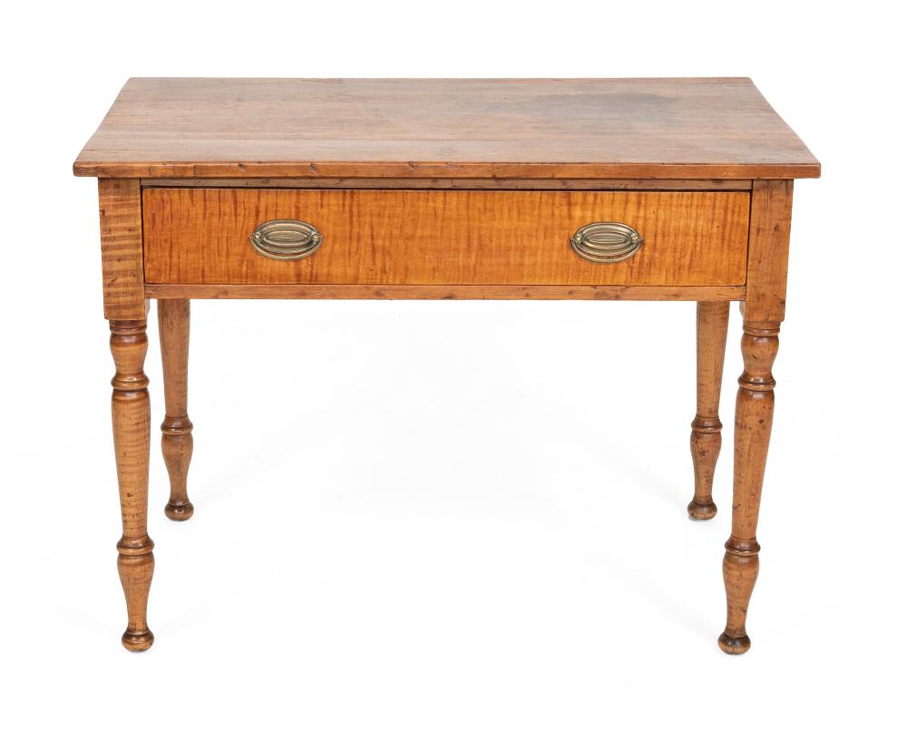 Appraisal: SHERATON ONE-DRAWER WORK TABLE Early th Century In maple and