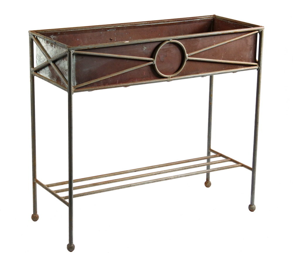 Appraisal: IRON PLANT STAND - s Oblong Stand with classical detail