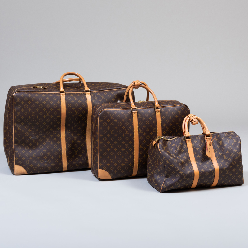 Appraisal: Three Louis Vuitton Soft Sided Cases Comprising A weekend bag