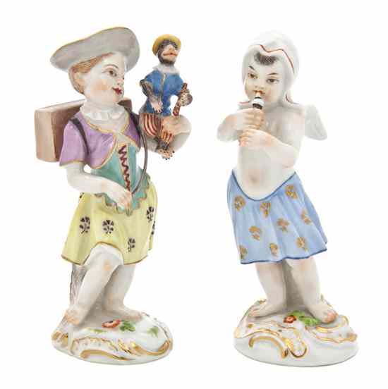 Appraisal: Two Meissen Porcelain Figures one depicting a girl with a