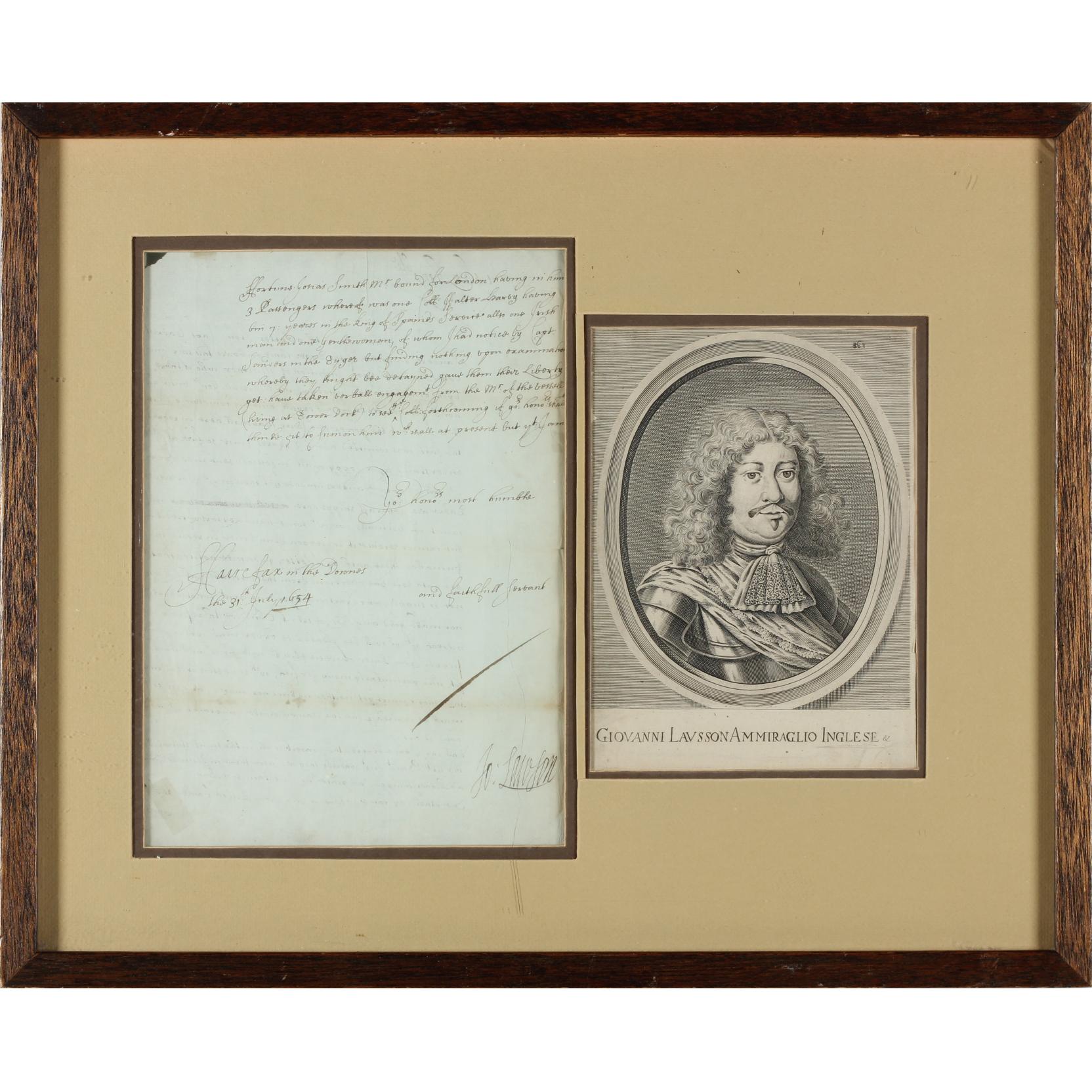 Appraisal: Rare Letter Signed by Admiral Sir John Lawson circa -