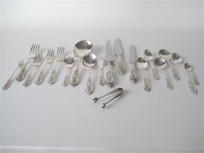 Appraisal: Sterling silver flat table service by Wallace circa Rosepoint pattern