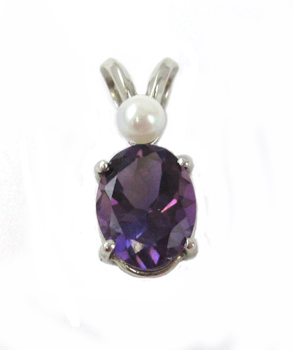 Appraisal: AMETHYST PEARL AND WHITE GOLD PENDANT The k white gold