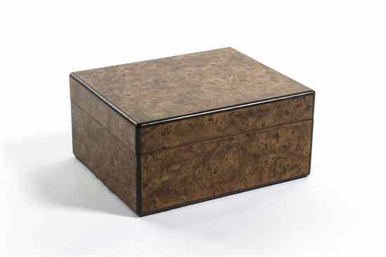 Appraisal: A Burl Walnut Humidor of rectangular form having a veneered