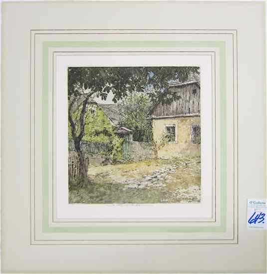 Appraisal: LUIGI KASIMIR COLORED ETCHING Austria - titled ''Salmannsdorf'' a district