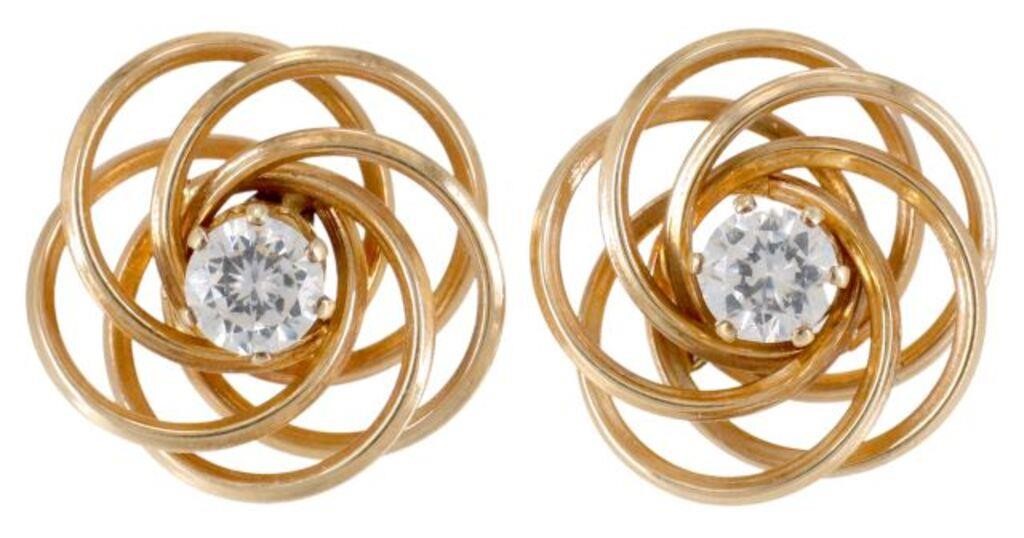 Appraisal: pair Estate earrings faux diamond stud in gold filled setting