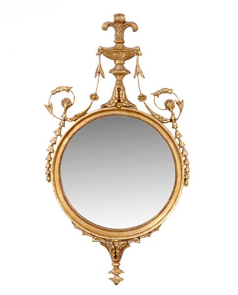 Appraisal: A George III style giltwood and composition circular mirror height