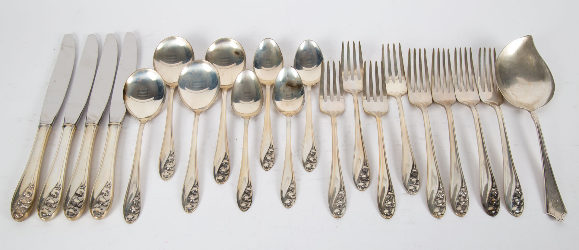 Appraisal: Gorham Lily of the Valley sterling flatware four -piece place