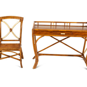 Appraisal: A Bamboo Desk and Matching Chair th Century Desk Height