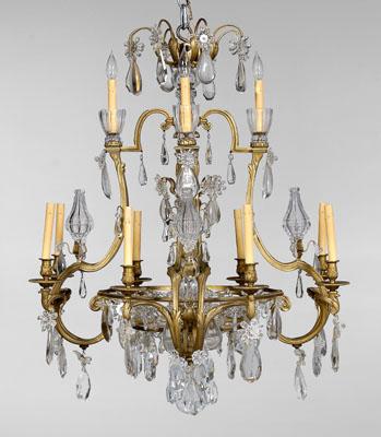 Appraisal: Fine gilt bronze and crystal -light chandelier large scale with