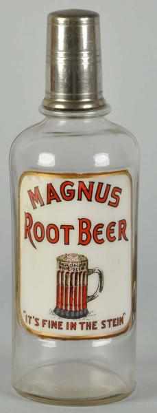 Appraisal: Magnus Root Beer Syrup Bottle Description Fantastic reverse on glass