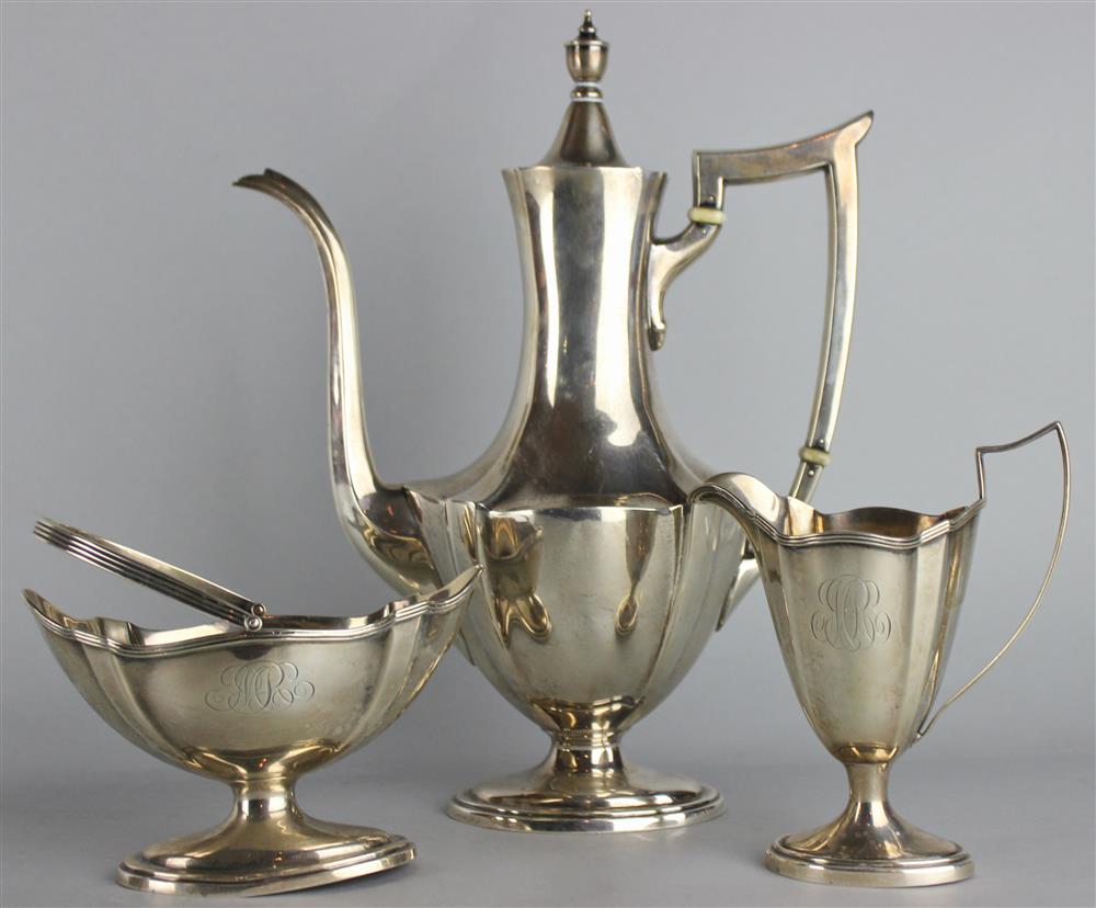 Appraisal: GORHAM PLYMOUTH SILVER COFFEE SERVICE with the creamer and sugar