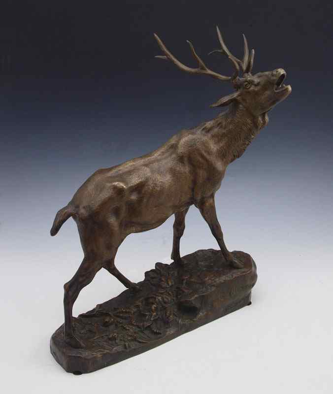 Appraisal: VALTON Charles French - Le Cerf Bramant Stag Bronze ''h