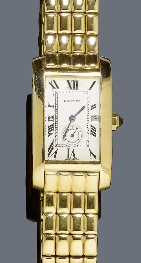 Appraisal: LADY'S WRISTWATCH CARTIER TANK AMERICAINE Yellow gold Rectangular slightly convex