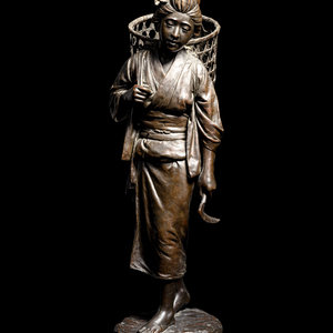 Appraisal: A Bronze Okimono of a Lady EARLY TH CENTURY cast