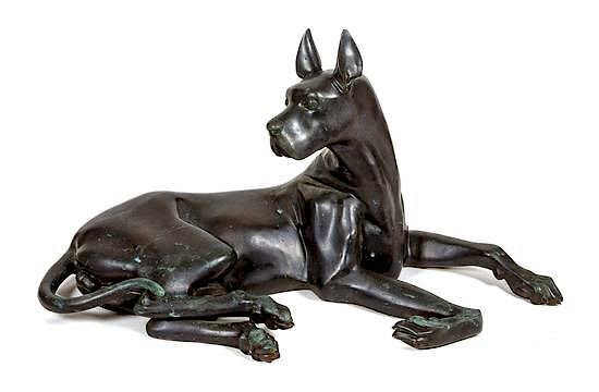 Appraisal: A Large Bronze Great Dane Sculpture Height x width x