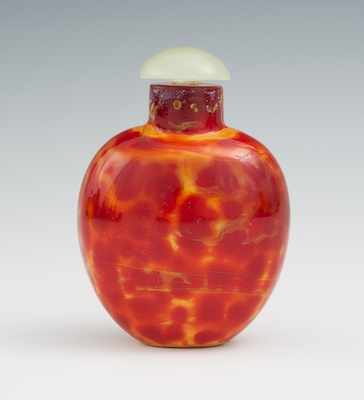 Appraisal: A Glass Snuff Bottle with White Jade Lid Apprx -