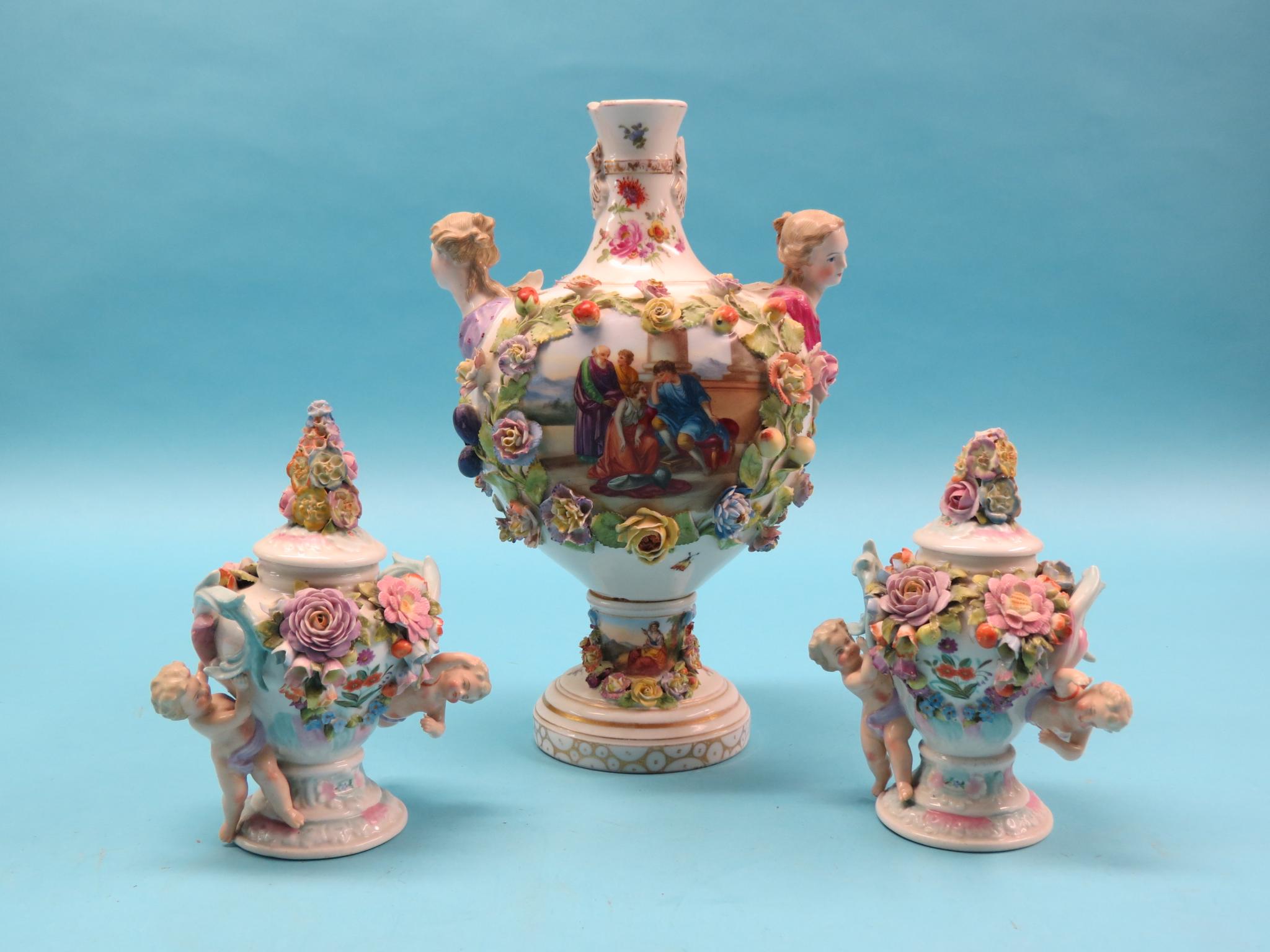 Appraisal: A th century German porcelain vase brightly painted with figures