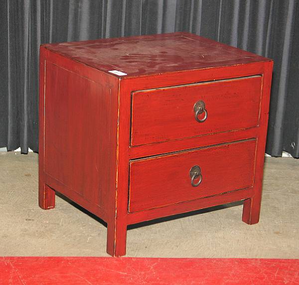 Appraisal: A pair of red lacquered side cabinets height in width