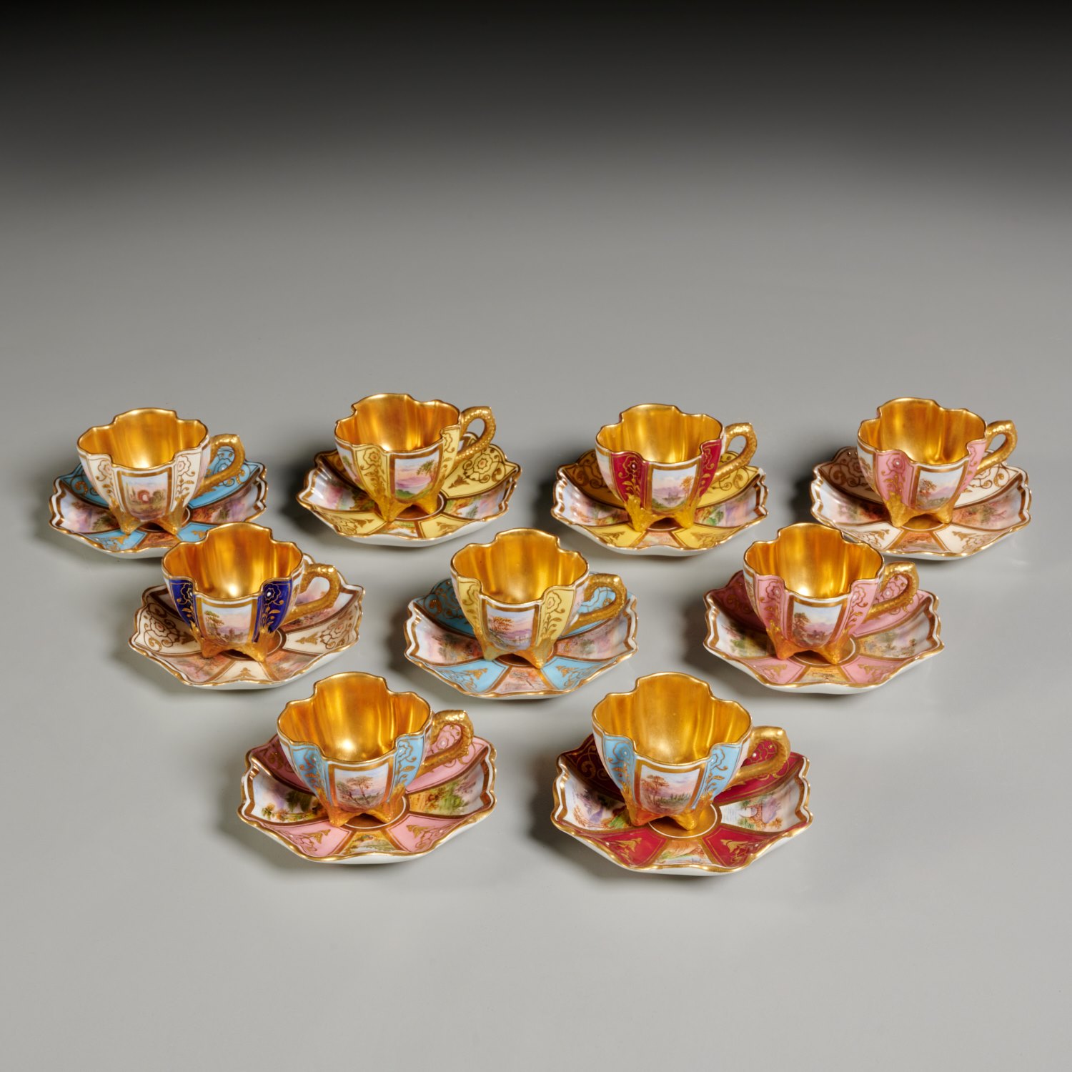 Appraisal: SET COALPORT DEMITASSE CUPS AND SAUCERS th th c England