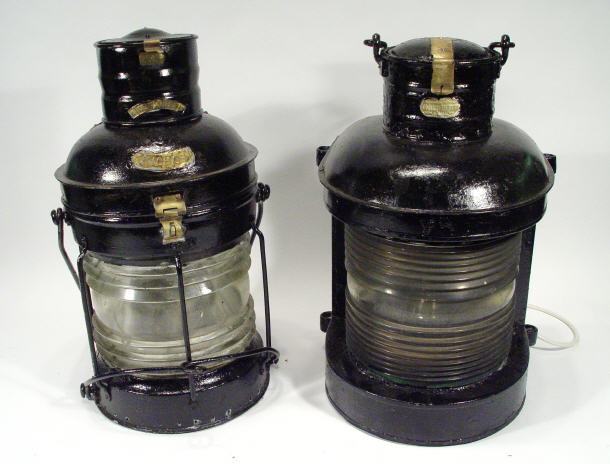 Appraisal: Two cylindrical graduated ship's lanterns - one Davy's patent the