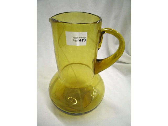 Appraisal: Amber Art Glass Tall Pitcher