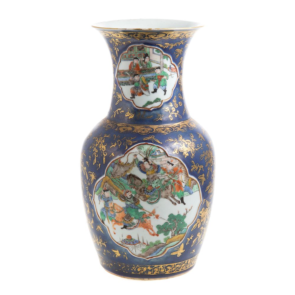 Appraisal: Chinese Export porcelain vase circa - cobalt ground two small