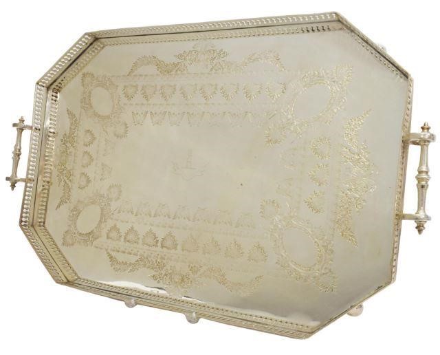 Appraisal: English silver plate service tray Mappin Webb Sheffield late th