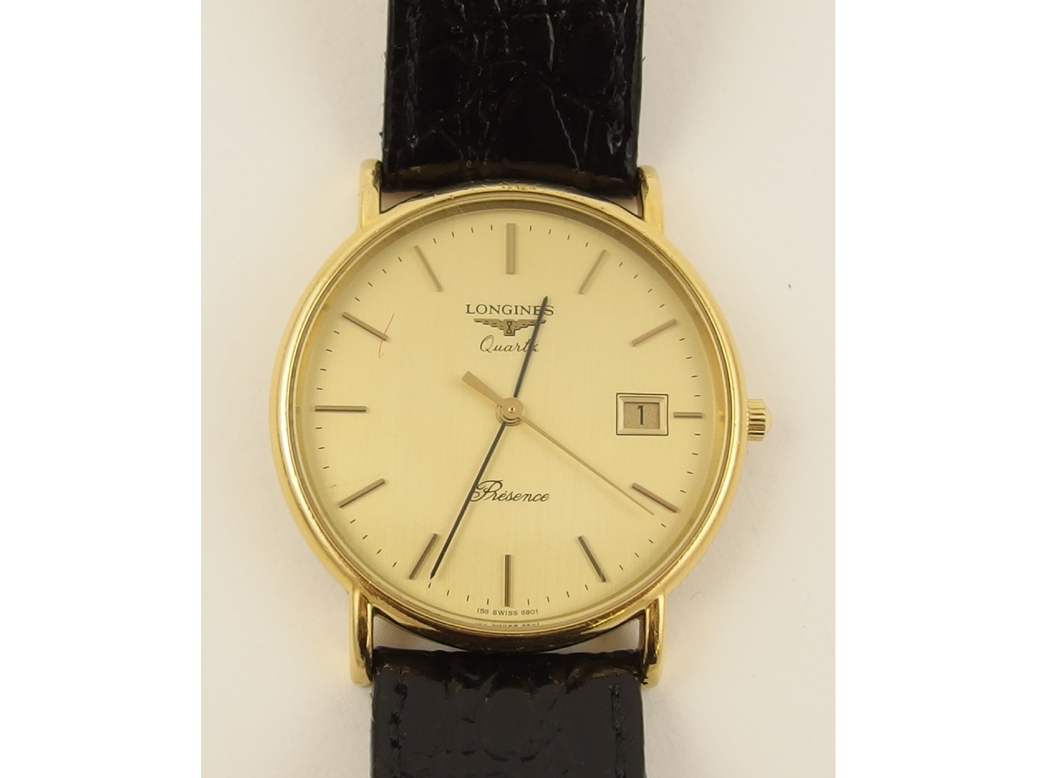 Appraisal: A Gents gold plated Longines Presence wrist watch