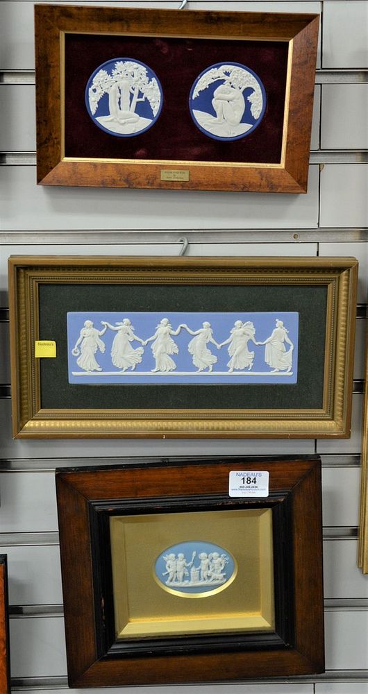 Appraisal: Group of Five Framed Wedgwood Jasperware Plaques or Medallions to