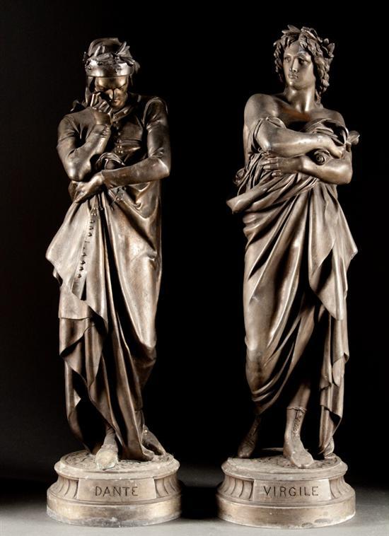 Appraisal: Pair of Classical style spelter figures of Dante and Virgil