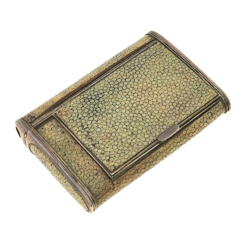 Appraisal: An Edwardian silver and shagreen cigarette box incorporating a vesta