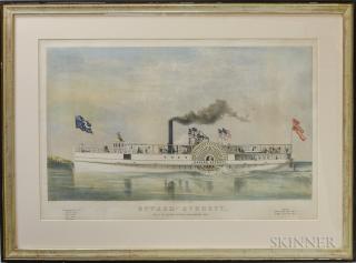 Appraisal: Framed J H Bufford Hand-colored Lithograph of the Steamship Edward