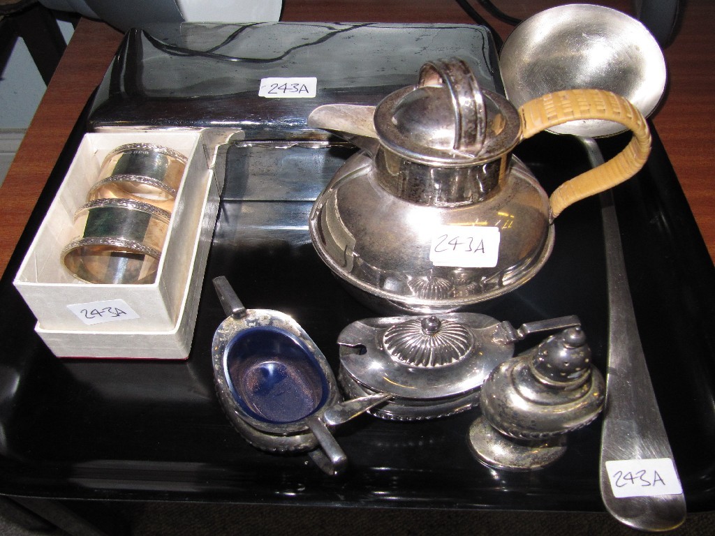 Appraisal: Tray lot of EP and silver - cigarette box ladle