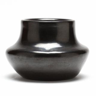 Appraisal: San Ildefonso Blackware Pot by Carlos Sunrise Dunlap late th