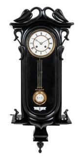 Appraisal: An Austrian Black Lacquered Wall Clock Height inches An Austrian