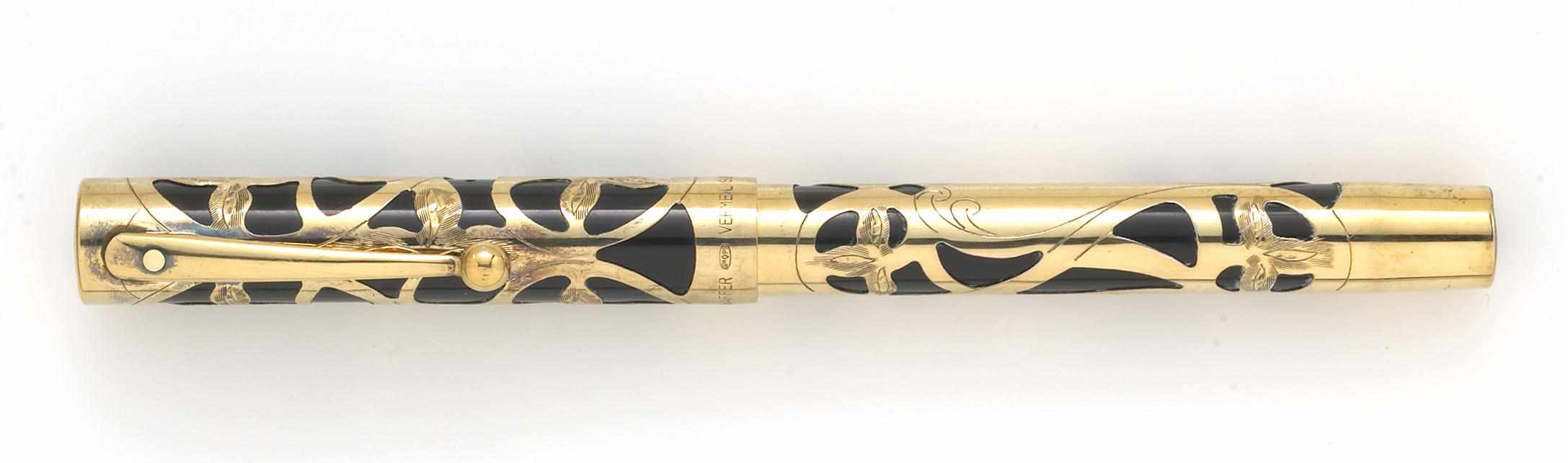 Appraisal: SHAEFFER Fountain Pen Nostalgia Gold plated filigree cartridge convertor filler