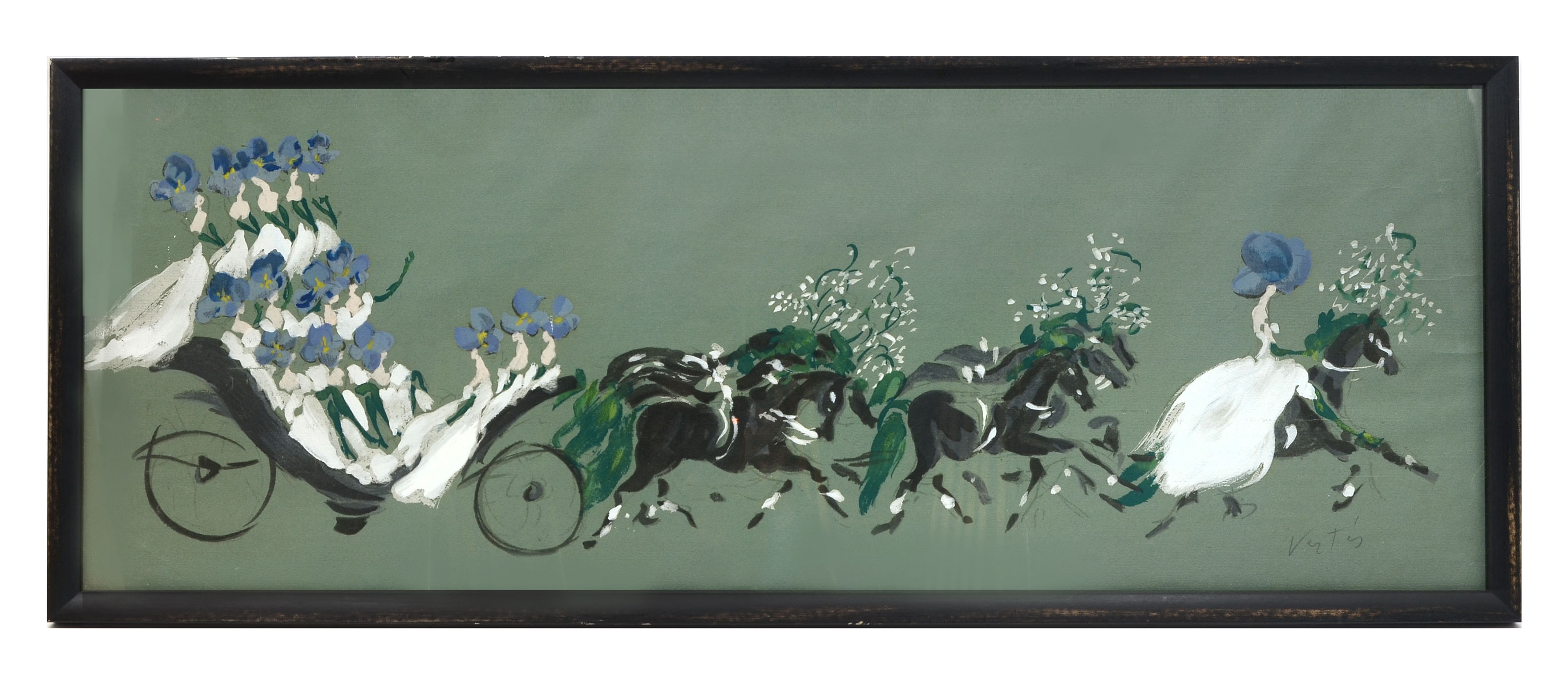 Appraisal: VERTES Marcel Hungarian - Six Horses Drawing a Chariot with