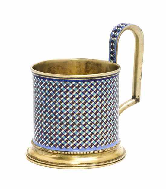 Appraisal: A Russian Enameled Gilt Silver Mug Moscow assay mark for