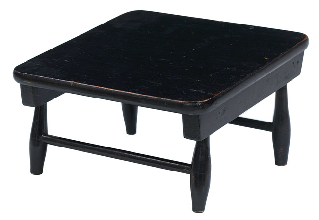 Appraisal: Shaker footstool Mt Lebanon community old black paint w x