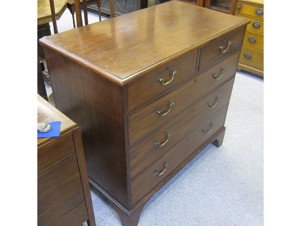 Appraisal: Georgian mahogany two over three chest of drawers on bracket