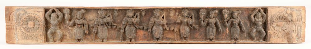 Appraisal: Fine th C Wood Carving of Krishna and Various Hindu