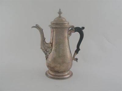 Appraisal: A George II plain coffee pot of baluster form on