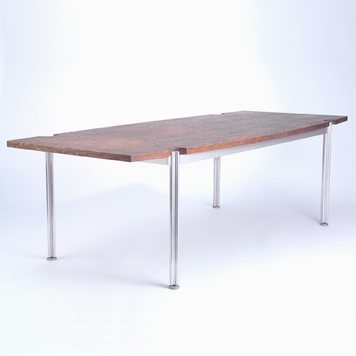 Appraisal: Jens Risom conference table with aluminum base and veneer top