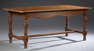 Appraisal: French Provincial Carved Oak Farm Table th c the rectangular