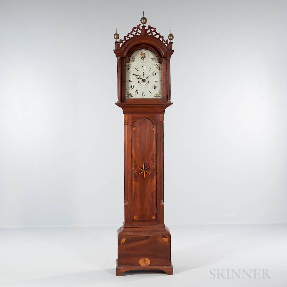 Appraisal: New Hampshire Inlaid Cherry Tall Clock New Hampshire Inlaid Cherry