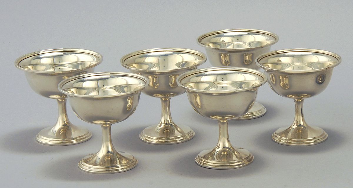 Appraisal: SIX S KIRK SONS INC STERLING SILVER SHERBET CUPS On