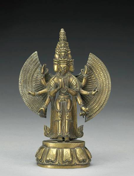 Appraisal: A Tibetan small gilt bronze figure of Avalokitesvara Late th