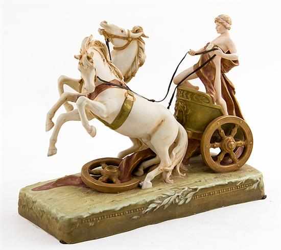 Appraisal: Royal Dux porcelain chariot racer early th century draped young